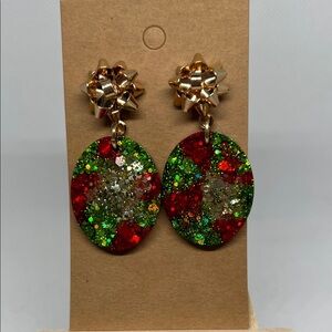 Gold and Multicolor Glitter Earrings